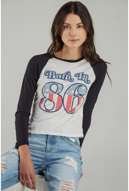 Camiseta manga larga con estampado en frente