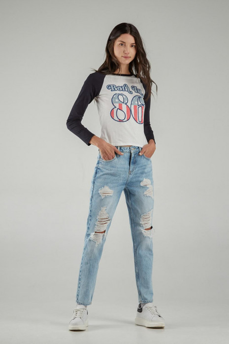 Camiseta manga larga con estampado en frente