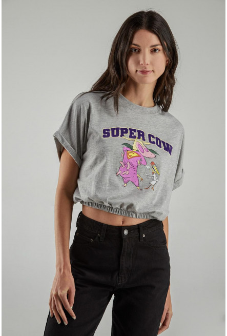 Camiseta manga sisa estampado de La Vaca y El Pollito.