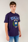 Camiseta, con estampado en frente y manga, de Yale