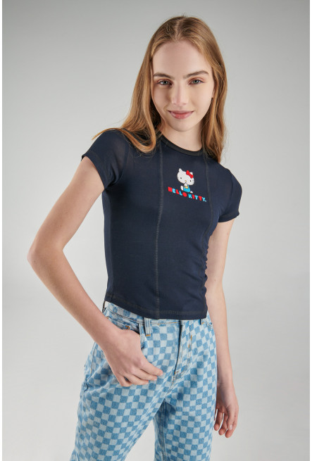 Camiseta manga corta, estampado de Hello Kitty