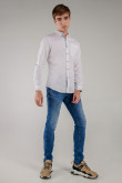 camisa unicolor, manga larga