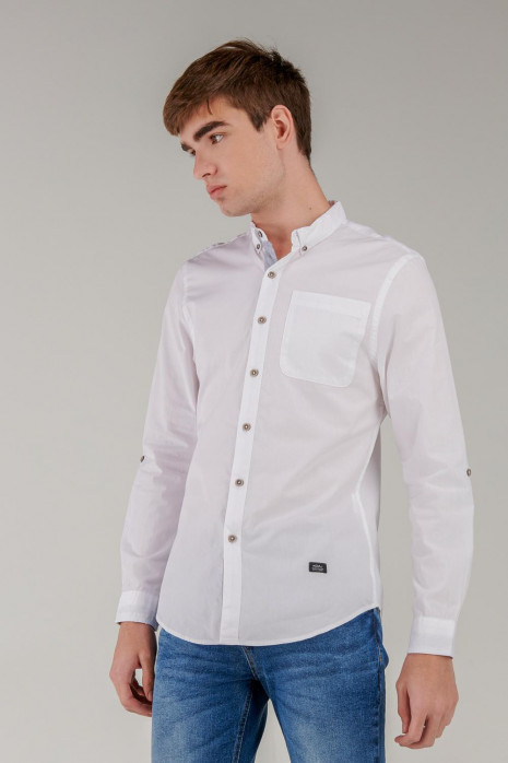 camisa unicolor, manga larga