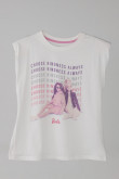 Camiseta, con hombreras con estampado en frente de Barbie