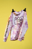 Buzo tie dye cuello redondo, con estampado en frente  y mangas de Festival Estéreo Picnic