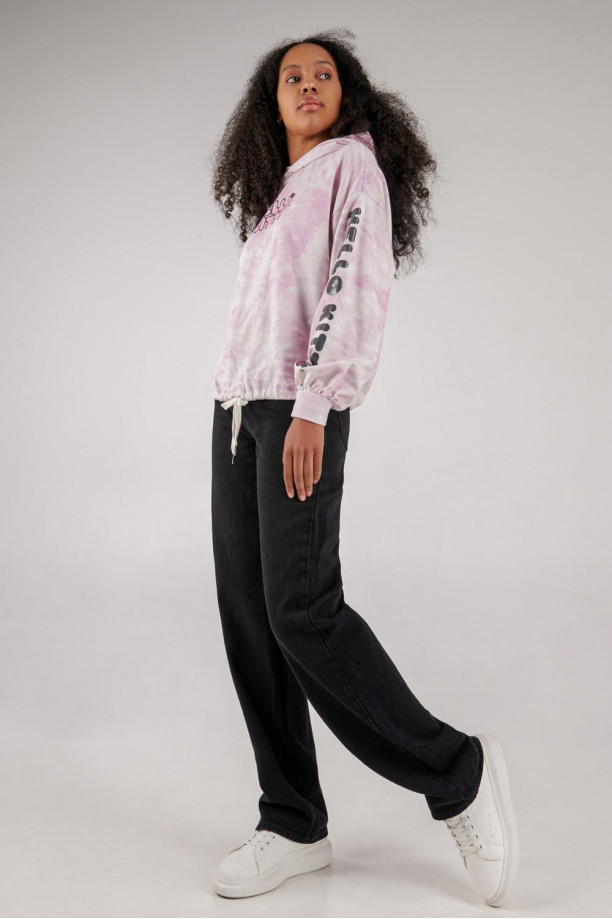 Buzo Tie dye con capota, estampado de Hello Kitty