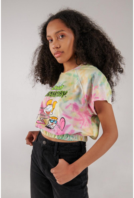 Camiseta tie dye manga corta estampado de El Laboratorio de Dexter.