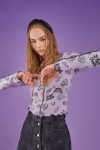 Camiseta, manga larga, con tela estampada