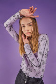 Camiseta, manga larga, con tela estampada