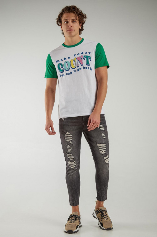 Camiseta básica manga corta estampada.