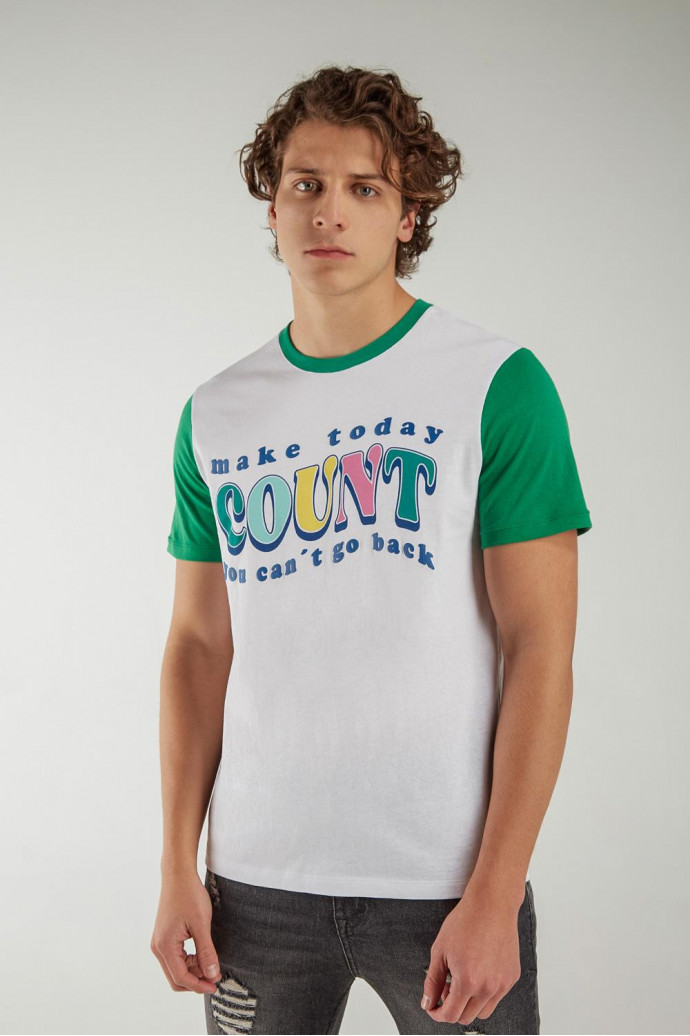 Camiseta básica manga corta estampada.