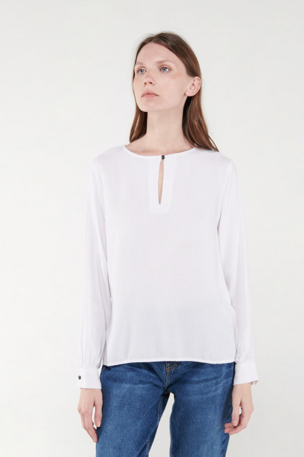 Blusa unicolor manga larga