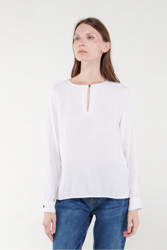 Blusa unicolor manga larga