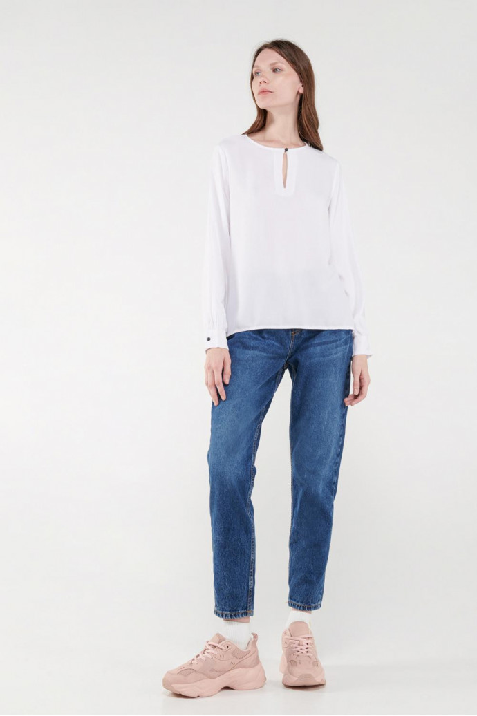 Blusa unicolor manga larga