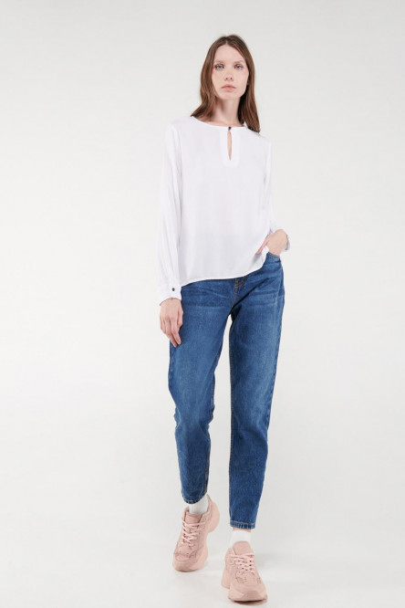 Blusa unicolor manga larga