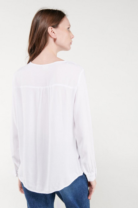 Blusa unicolor manga larga