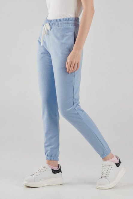 Pantalon jogger, unicolor, con bolsillos en costado