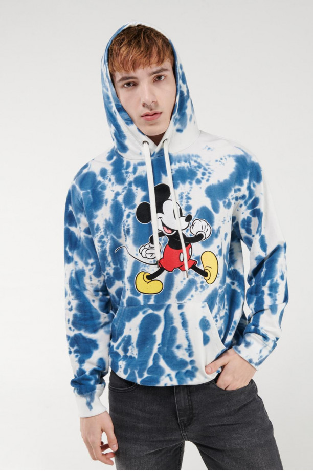 Buzo tie dye con capota, estampado de Mickey.