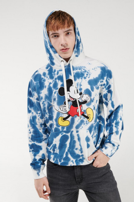 Buzo tie dye con capota, estampado de Mickey.