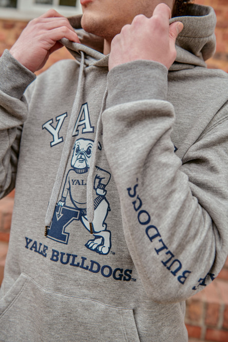 Buzo con capota, con estampado en frente y manga, de Yale