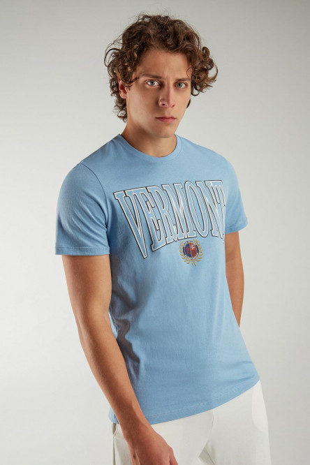 Camiseta College manga corta estampada.