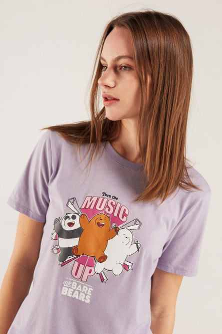 Camiseta, manga corta para mujer, con estampado en frente de Escandalosos