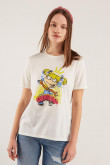 Camiseta para mujer manga corta, estampada en frente de Aventuras en Pañales.
