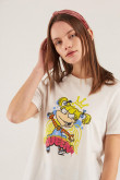 Camiseta para mujer manga corta, estampada en frente de Aventuras en Pañales.