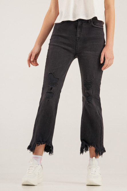 Jean cropped con rotos