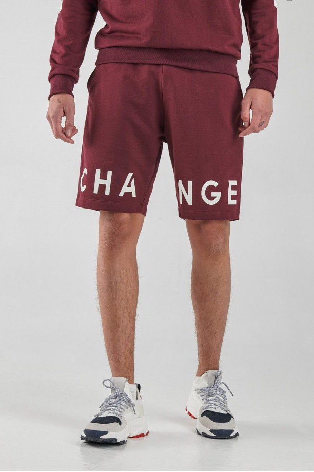 Bermuda loungewear con estampado en frente inferior, con bolsillo posterior