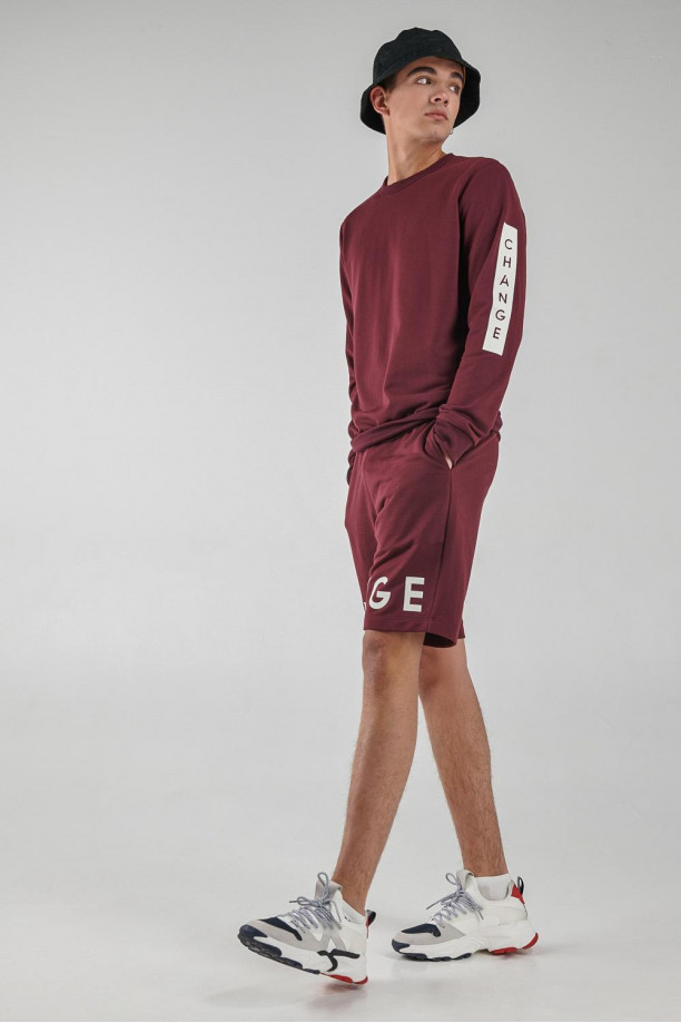 Bermuda loungewear con estampado en frente inferior, con bolsillo posterior