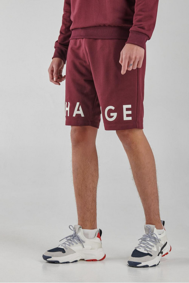 Bermuda loungewear con estampado en frente inferior, con bolsillo posterior