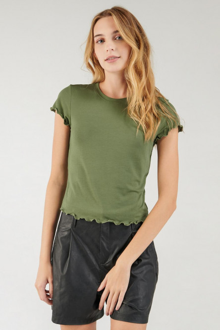 Camiseta, manga  corta, cuello redondo, unicolor.