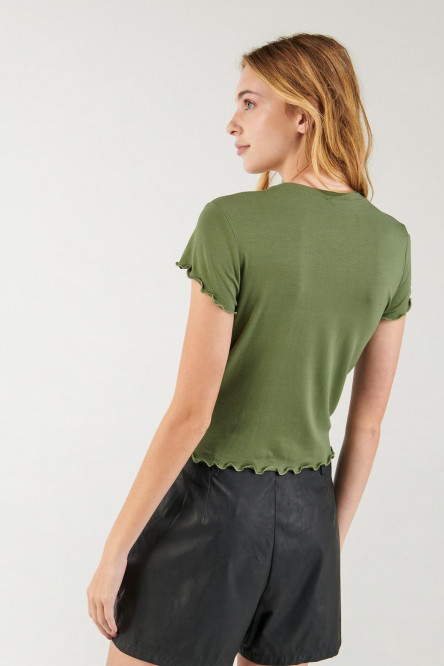 Camiseta, manga  corta, cuello redondo, unicolor.