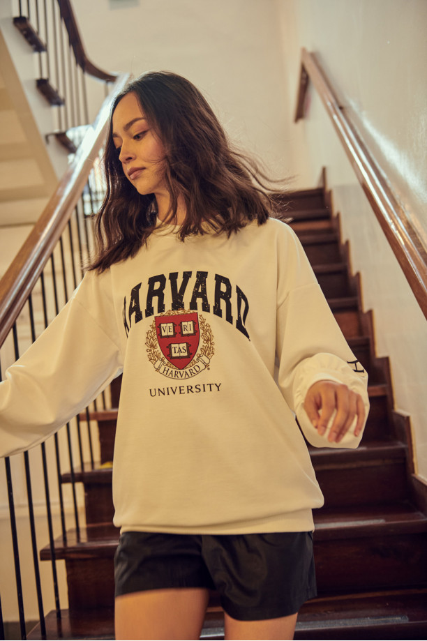 Buzo cuello redondo, con estampado en frente y manga, de Harvard