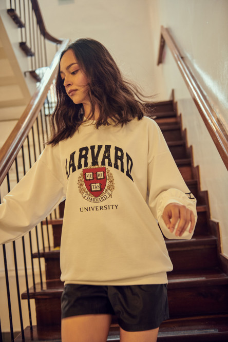 Buzo cuello redondo, con estampado en frente y manga, de Harvard