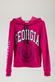 Buzo básico con capota, con estampado college.