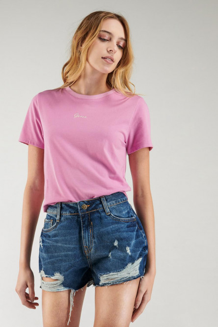 Short denim tiro alto