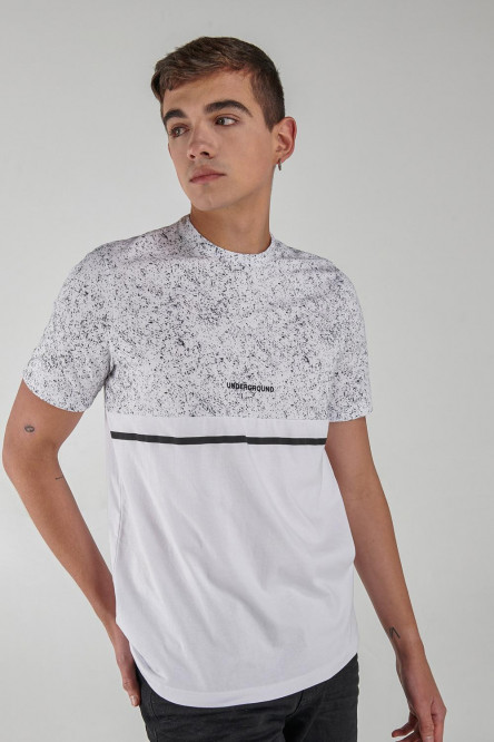 Camiseta estampada, cuello redondo, manga corta