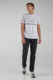 Camiseta estampada, cuello redondo, manga corta