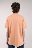 Camiseta básica para hombre manga corta, unicolor, con doble doblez en mangas y abertura lateral dispareja.