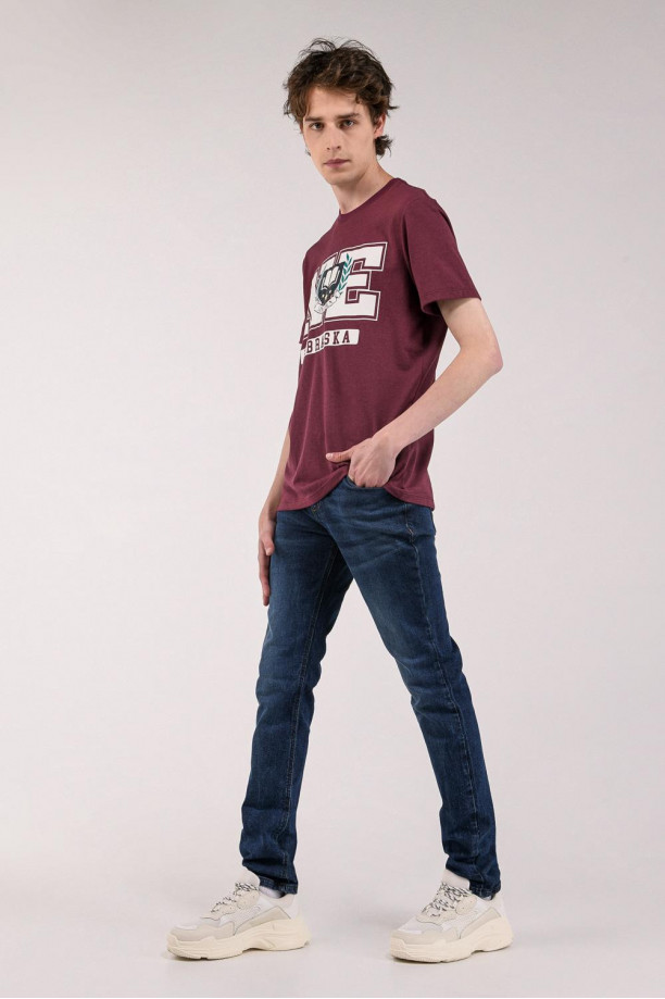 Camiseta básica manga corta estampada.