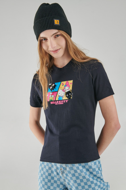 Camiseta manga corta, estampado de Hello Kitty