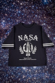 Camiseta manga corta, para mujer, estampado en frente y mangas de NASA,