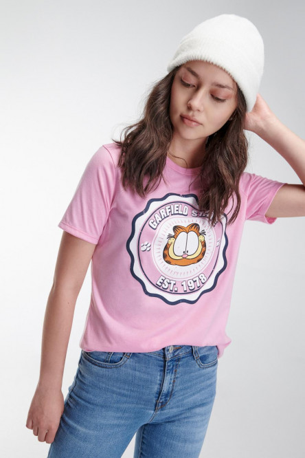 Camiseta manga corta, estampada de Garfield.
