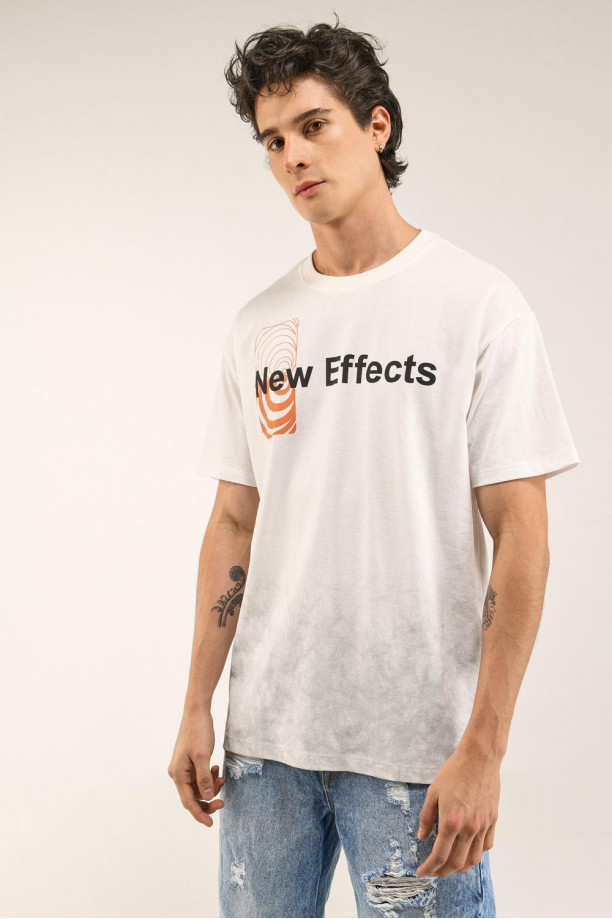 Camiseta estampada, cuello redondo, manga corta