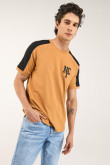 Camiseta estampada, cuello redondo, manga corta