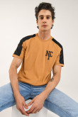 Camiseta estampada, cuello redondo, manga corta