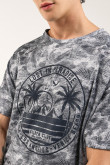 Camiseta estampada, cuello redondo, manga corta con estampado frente