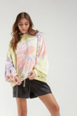 Buzo para mujer en tela tie dye y estampado en frente y espalda.